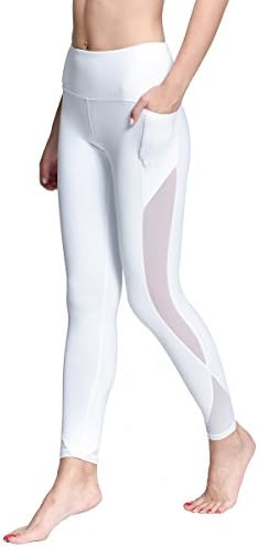 Chikool Workout Pants for Women High Waist Mesh Yoga Leggings Inner/Out Pocket