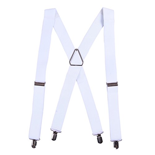 UPC 700355881520, HDE Men&#39;s X-Back Clip Suspenders Adjustable Elastic Shoulder Strap - 1.5&quot; Wide (White)