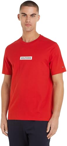 Tommy Hilfiger Mens Monotype Box Tee Mw0mw34373 S/S T-Shirts, Red (Primary Red), XS