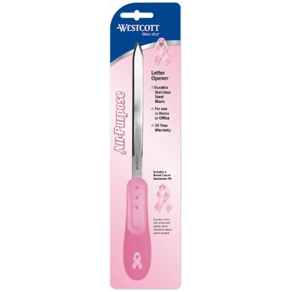 9" Stainless Steel Letter Opener For Breast Cancer Awareness, Pink (154
