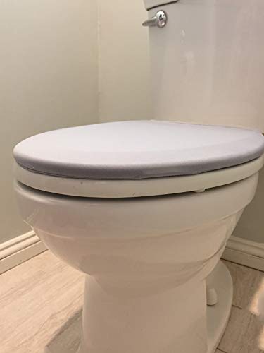 DISH NANNY Spandex Toilet Seat Sign Cover - Potty Training Adults | Bathroom Reminder to Put The Toilet seat Down (Light Grey) - Thumbnail 3