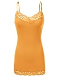 JJ Perfection Women's Adjustable Spaghetti Strap Lace Trim Cami Tunic Tank Top