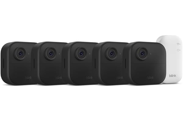 Blink Outdoor 4 â€“ Wireless smart security camera, two-year battery life, 1080p HD day and infrared night live view, two-way talk. Sync Module Core included â€“ 5 camera system