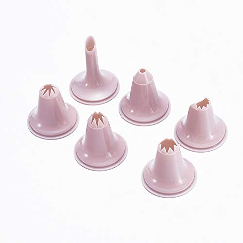 Set of 7, Cake Decorating Tool Set with 1 Handy Dessert Decorator, 5 Icing Tips and 1 Piping Fill Tip (Pink)