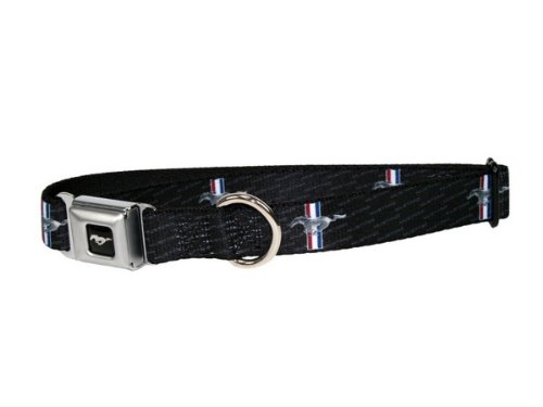 Click Here to See More Images Ford Mustang Seatbelt Buckle Dog Collar - Large (15-26 inch neck)