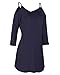 Styleword Women's Three-quarter Sleeves Off Shoulder Casual Shirt Tops(Navy,XL)