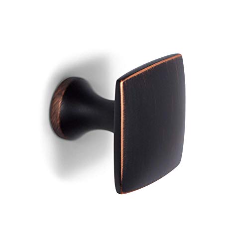 BirdRock Home Sleek Square Cabinet Knobs - Oil Rubbed Bronze - 10 Pack - Kitchen Cupboard Furniture Cabinet Hardware Drawer Dresser Pull - 1.375 Inch Width