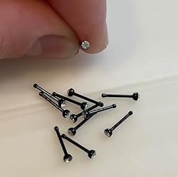 Cubic Zirconia Press Fit Nose Bone Stud Titanium IP