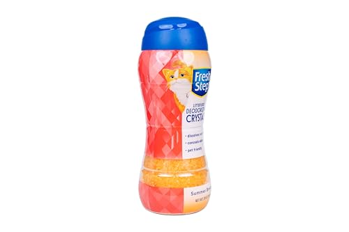 FRESH STEP CAT LITTER CRYSTALS DEODORIZER, NON TOXIC ODOR NEUTRALIZING CRYSTALS FOR LITTER BOXES THAT HELP CONTROL SMELLS AND KEEP HOME AREAS FRESH, SUMMER BREEZE SCENT, 30 OUNCE