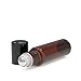 Kaith Glass Roll On Bottles With Metal Ball Best Quality [STAINLESS STEEL ROLLER] 10ml (1/3oz) Amber Glass -For Aromatherapy, Essential Oils, Perfumes and Lip Balms Set of 6