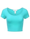J.TOMSON Women's Short Sleeve Scoop Neck Crop Top