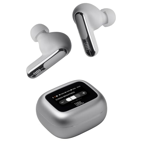 Live Beam 3 Auriculares inalambricos de botón con almohadillas,True Wireless con cancelación de ruido adaptable, hasta 48 horas de reproducción, Bluetooth, audio de alta resolución, plateado