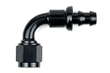 -6AN Twist Lok 90 degree Hose End Slip Fit Push Lock Black 6 AN Flare, 8090-06B