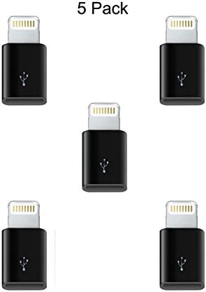 SmartLifeTime [5 Pack] 8-pin Lightning Plug to Micro USB Socket Converter / Adapter / Connector for iPhone iPad iPod (Black)