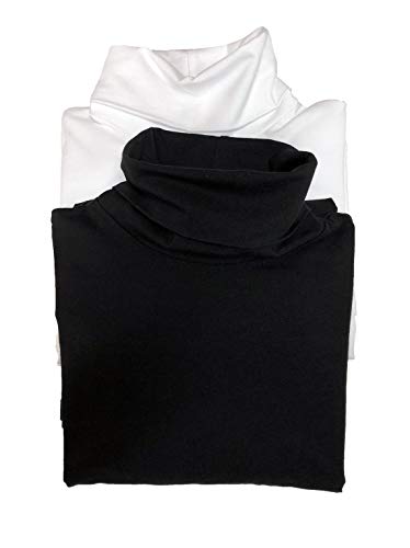 Felina | Long Sleeve Turtleneck 2-Pack | Loungewear | Sleepwear (Small, Black White)