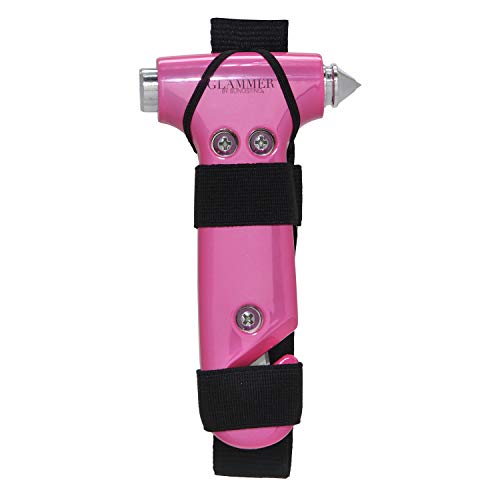 BLINGSTING Pink Glammer Safety Hammer - Auto Glass Window Breaker and Seat Belt Cutter Emergency Escape Tool for Women's Safety, Child Safety, Family Rescue in Vehicle Roadside Emergency