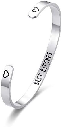 DODIY Inspirational Gift Bracelet Cuff Bangle - 18K Gold Mantra Quote Keep Going Stainless Steel Engraved Motivational Friend Encouragement Jewelry for Women