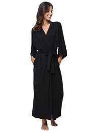 KimonoDeals - Albornoz largo de algodón modal para mujer