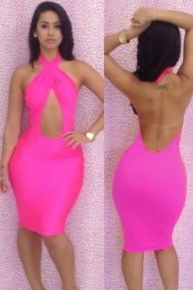 hot pink bodycon midi dress