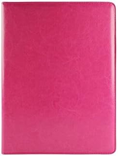 Business Professional Portfolio Multi-function PU Leather File Folder- Interview/ Legal Expandable Document Organizer & Business Card Holder & Writing Pad, By Annco Design and Production (Rose red)