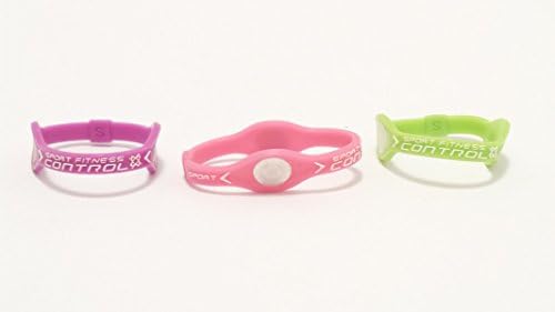 Power Bracelet Ion Type Multi Sports (3-PC Set) Power Bands Small/ Medium Size Wristband Assorted Colors ~ 3 Each In Set Colors: Purple/ Lime Green/ Pink