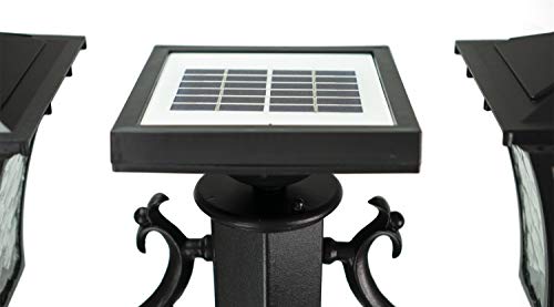 Sun-Ray 312014 Vittoria 2-Head Solar LED Lamp Post & Planter, Batteries Included, 7', Black
