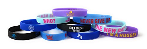 WWE - GLOW IN THE DARK bracelets kids party favors Bayley New Day John Cena AJ Styles Roman Reigns (10 pack)