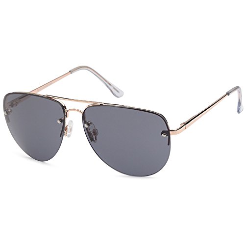 SUNLOUNGER Womens Oversized Aviator Sunglasses – Grey Lens on Gold Frame