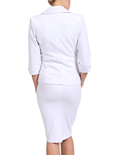 J. LOVNY Women's One Button 3/4 Sleeve Office Business Blazer and Skirt Suit Set