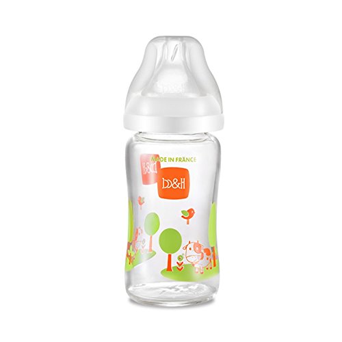 B&H Baby Bottle Feeder Feeding Easy Latch Nipple Thick Bottle with Silicon Cover For Bottle-Fed Babies Newborn Baby Glass Feeder (240mL)