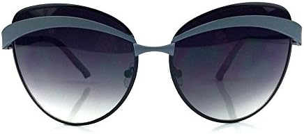 ALL EYES Designer Rounded Cat Eye Oversized Women Metal FRame Sunglasses (Black Grey, Black)