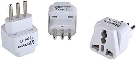 Egrace Grounded Universal Travel Plug Adapter for Italy , 3-Pack (Type-Italy)