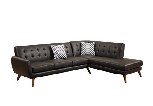 Poundex Bobkona Belinda Bonded Leather SECTIONAL in Espresso