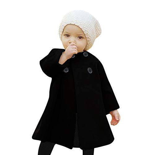 Londony ♪❤ Toddler aby Girls Hooded Coat Kids Woolen Overcoat Winter Double-Breasted Warm Jacket