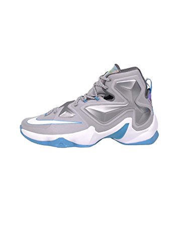 Nike Men's  Lebron XIII WOLF GREY/WHITE-BLUE LAGOON-DARK GREY Basketball Shoe - 10.5 D(M) US