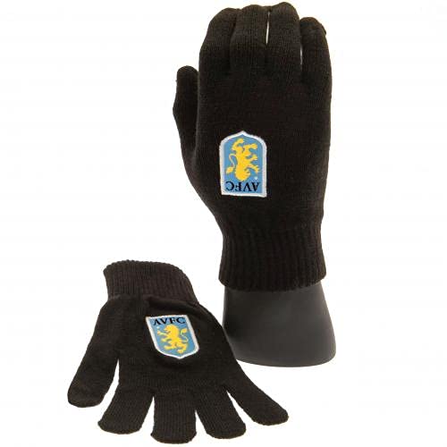 Aston Villa F.C. Knitted Gloves Junior Official Merchandise, Black