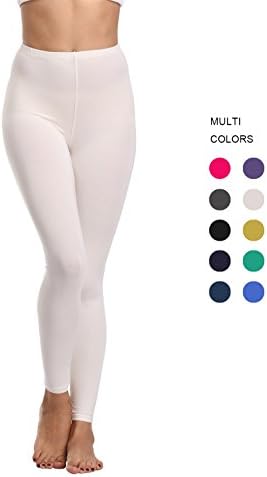 FASHIONBUY Womens Cotton Stretch Legging Super Soft High Waist Leggings Pants Various Colors White