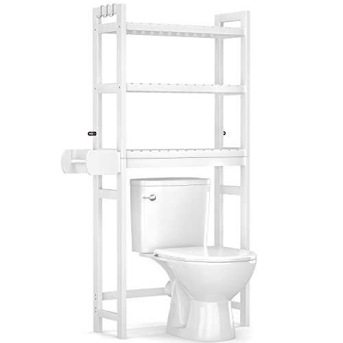 Homykic OverTheToilet Storage with Toilet Paper Holder, 3Tier Bamboo