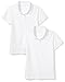 Amazon Essentials Girls' Short Sleeve Uniform Interlock Polo Shirt, Pack of 2, White, Medium