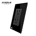 LIVOLO Black US Standard Vertical Duplex Receptacle Electrical Outlets (4 Pack with Tempered Glass Panel(15A),AC 110~220V