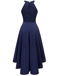 YOYAKER Vestido de mujer sin mangas, de encaje floral, para cóctel, patinaje, fiesta, vestido de dama de honor