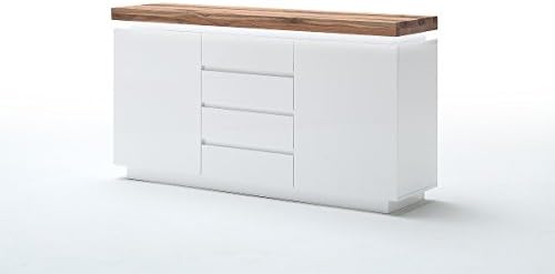 DOMINA 48993MW chest of drawers – solid oak top – authentic knots and cracks – white matte varnish