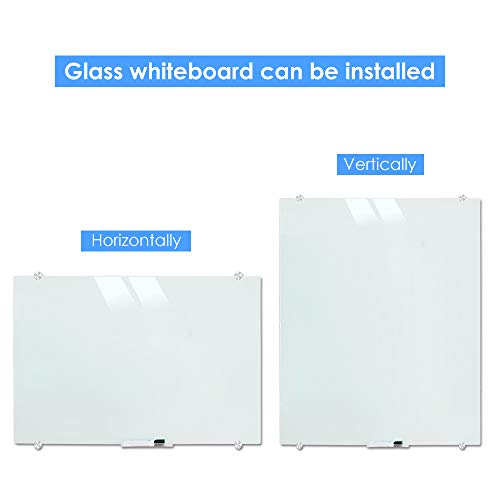 Glass Whiteboard, 48 x 32 Inch (120 x 80 cm), Frameless Glass