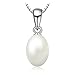 JewelryPalace 925 Sterling Silver Freshwater Cultured 8-10mm White Pearl Chain Pendant Necklace 18 Inches