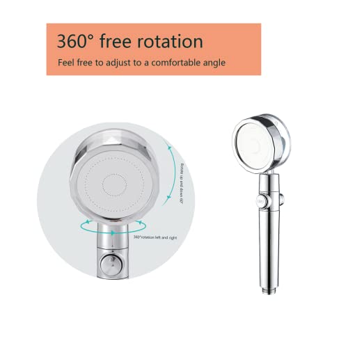 High-pressure shower head ，fan shower head water saving shower heads with hose and filter,turbo spa shower head propeller shower head (bule)