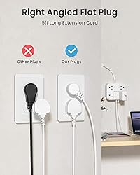 Power Strip with USB, TROND Flat Plug Extension