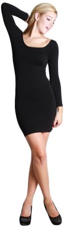 NIKIBIKI Women Seamless Scoop Neck 3/4 Sleeve Dress, One Size