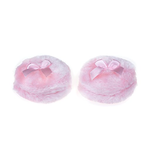 2 Pcs Large Size Ultra Soft Plush Baby Fluffy Powder Puff Comfortable Toddler Body Dusting Powder Puffs Talcum Powders Puff with Cute Bowknot,3.9 Inch (Pink) BY DINGJIN - Thumbnail 3