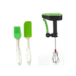 LEAWALL Kitchen Tools Combo Set – Silicon Basting Spatula, Oil Brush Set (23 cm), Power Free Hand Blender and Latte…