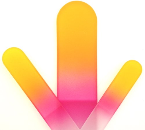 3 Piece Colored Set of Crystal Glass Nail Files for Manicures and Pedicures